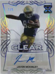 Javon McKinley #CA-JMK 2021 Leaf Trinity Clear Autograph Football