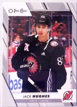 Jack Hughes #6 Hockey Cards 2023 O-Pee-Chee Pregame Warm-Up Jersey Photo