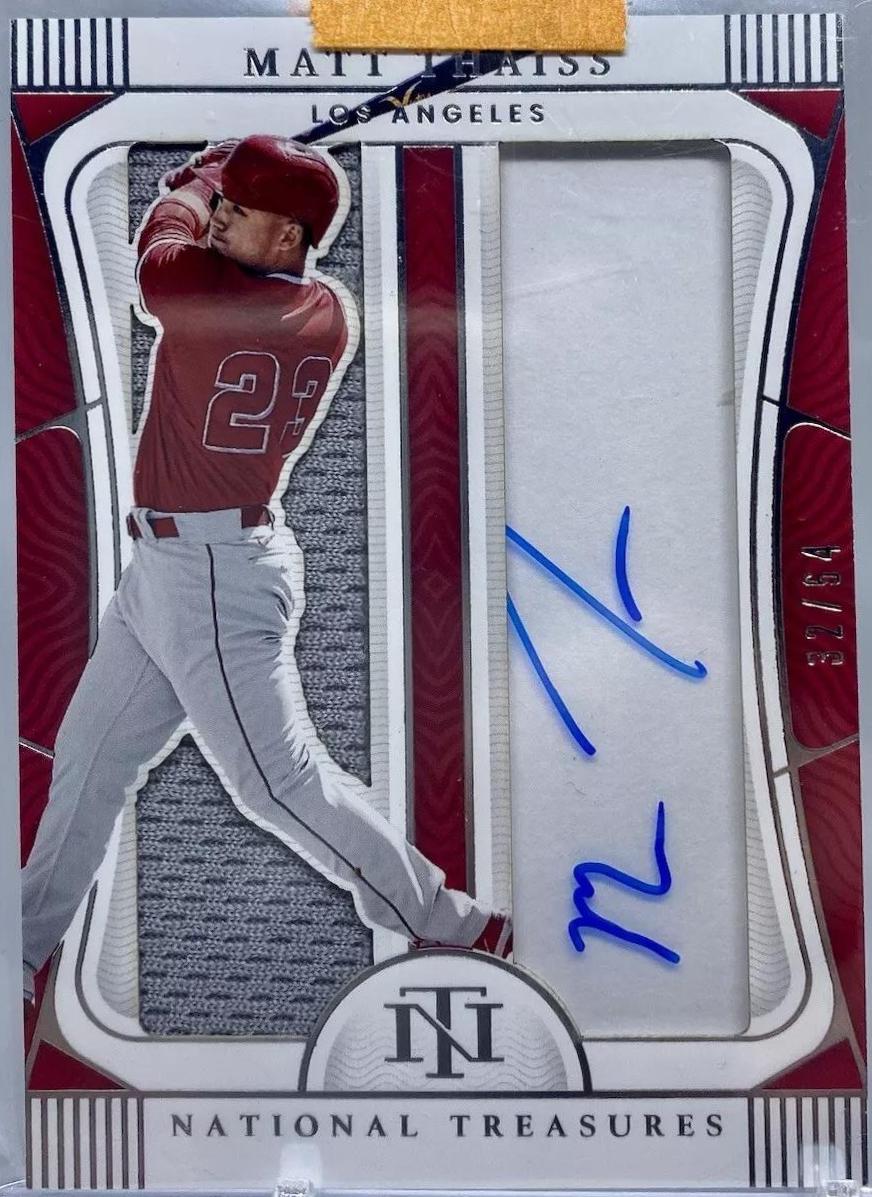 Matt Thaiss #JGS-MT Baseball Cards 2022 Panini National Treasures Jumbo Gear Signatures