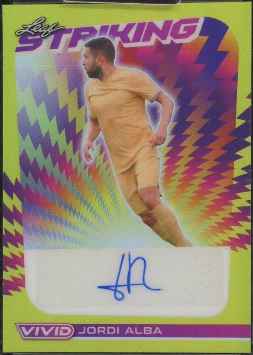 Jordi Alba #S-JA1 Soccer Cards 2022 Leaf Vivid Striking Autographs
