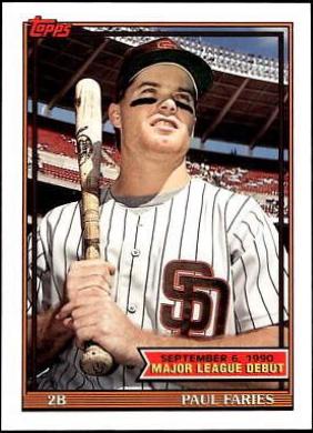 Paul Faries #46 Baseball Cards 1991 Topps '90 M.L. Debut
