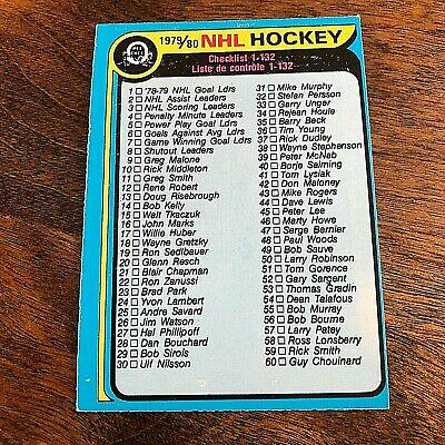 Checklist 1-132 #131 Hockey Cards 1979 O-Pee-Chee