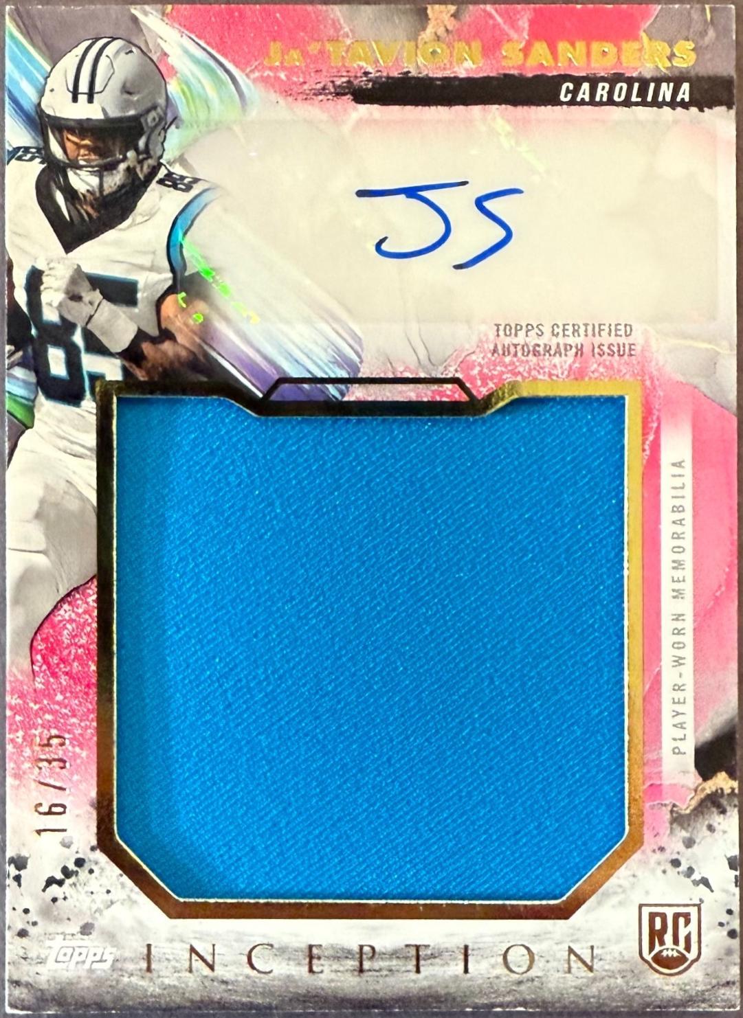 Ja'Tavion Sanders #RJRA-JTS Football Cards 2024 Topps Inception Rookie Jumbo Relic Autograph