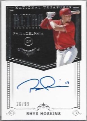 Rhys Hoskins #RS-RH Baseball Cards 2018 Panini National Treasures Retro Signatures