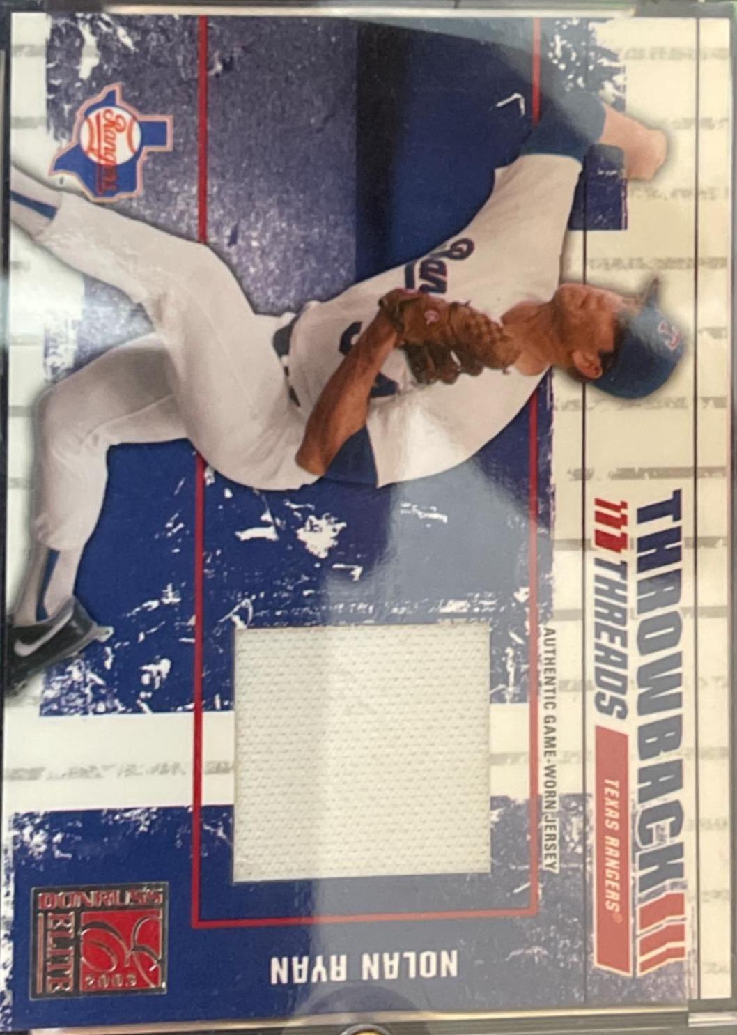 Nolan Ryan “throwback threads” #TT-99 Baseball Cards 2003 Donruss Elite Throwback Threads