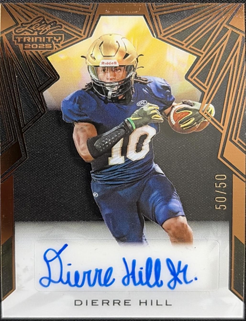 Dierre Hill #CA-DH2 2025 Leaf Trinity Clear Autograph Football