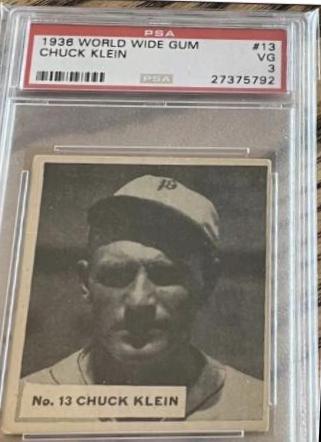 Chuck Klein #13 Baseball Cards 1936 World Wide Gum