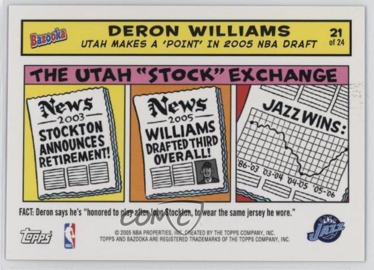 Deron Williams #21 Basketball Cards 2005 Topps Bazooka Comics