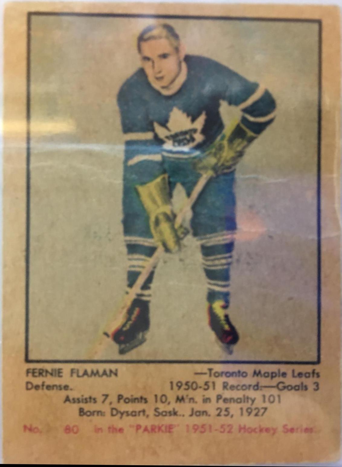 Fern Flaman #80 1951 Parkhurst Hockey