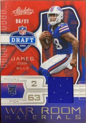James Cook #15 Football Cards 2022 Panini Absolute War Room Materials