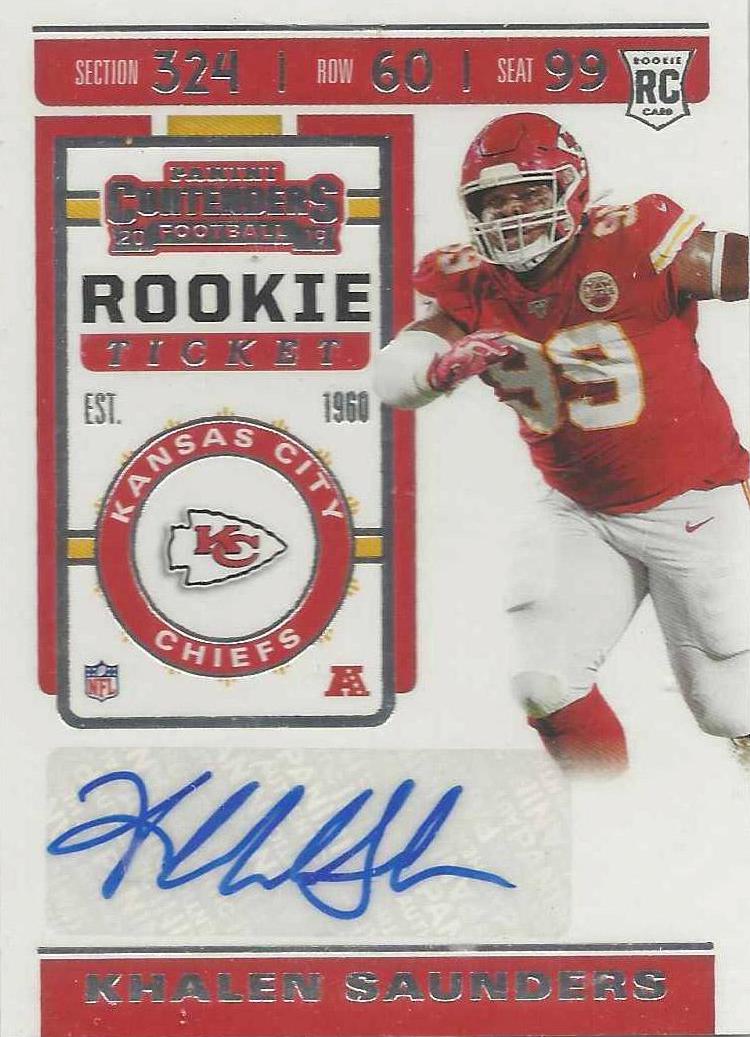 Khalen Saunders #266 Football Cards 2019 Panini Contenders Rookie Ticket Autographs