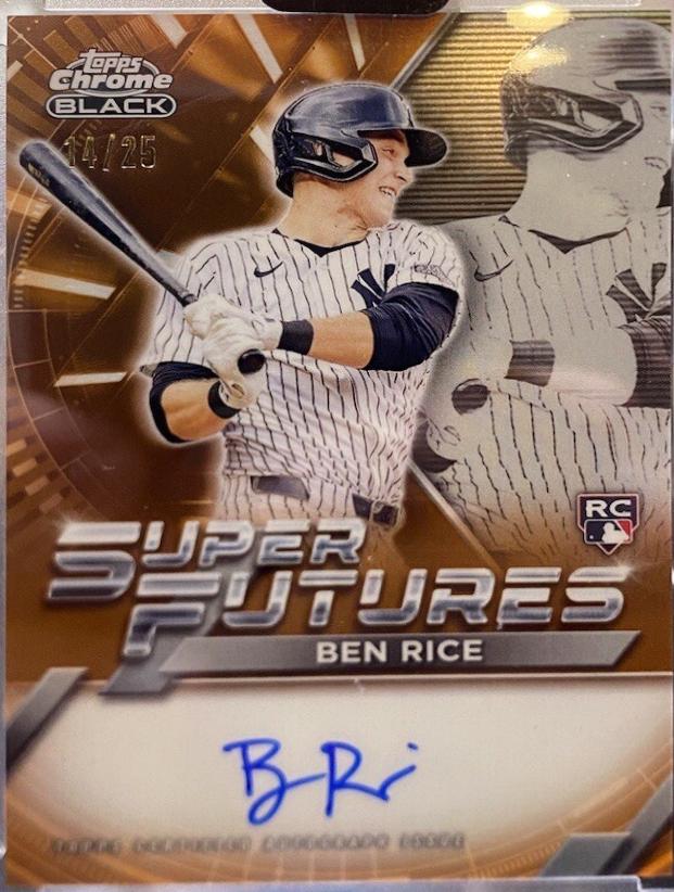 Ben Rice #FSA-BR Baseball Cards 2025 Topps Chrome Black Super Futures Autograph