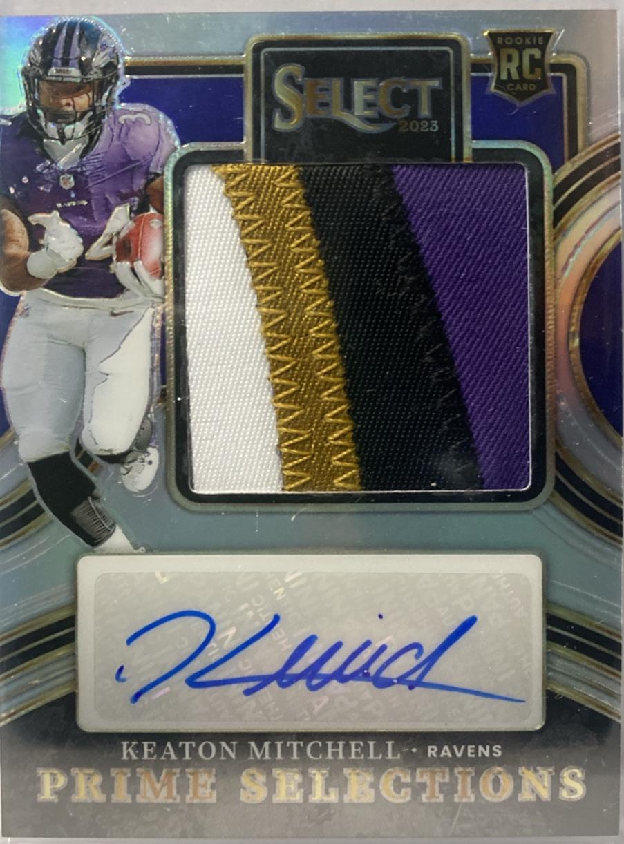 Keaton Mitchell #40 Football Cards 2023 Panini Select Prime Selections Prizm Signature