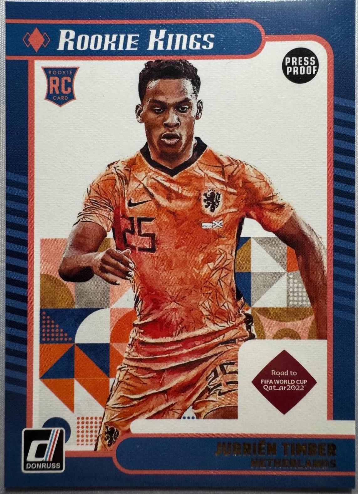 Jurrien Timber #18 2021 Panini Donruss Road To Qatar Rookie Kings Soccer