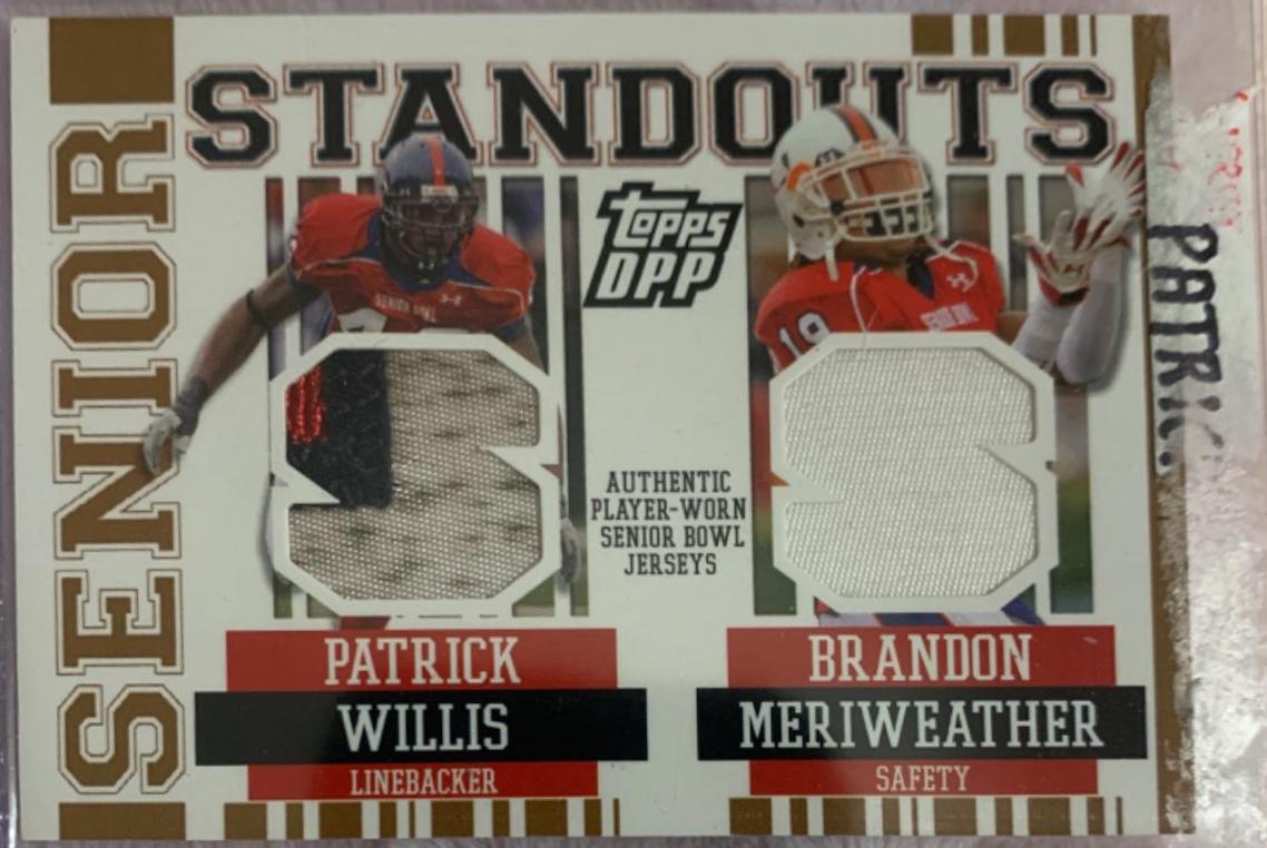 Patrick Willis- Brandon Meriweather #SSCR-WME Football Cards 2007 Topps Draft Picks & Prospects Senior Standouts Jersey Combo