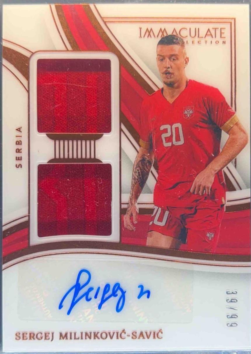 Sergej Milinkovic-Savic #24 Soccer Cards 2023 Panini Immaculate Dual Swatch Autograph