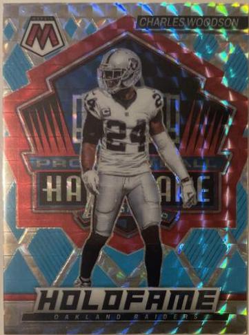 Charles Woodson [Blue Fluorescent] #HF-3 Football Cards 2022 Panini Mosaic HoloFame