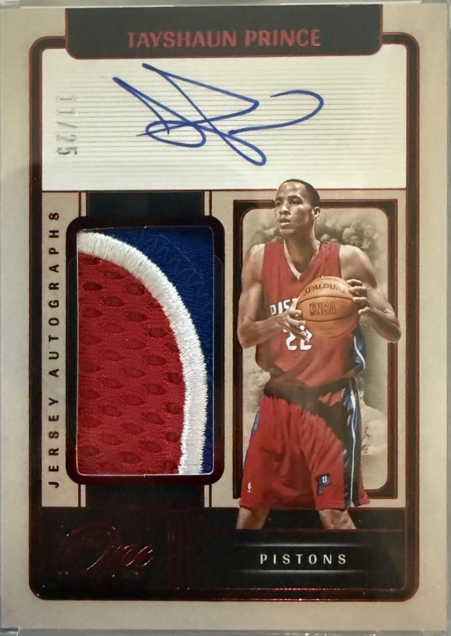 Tayshaun Prince #19 2024 Panini One And One Jersey Autograph Basketball