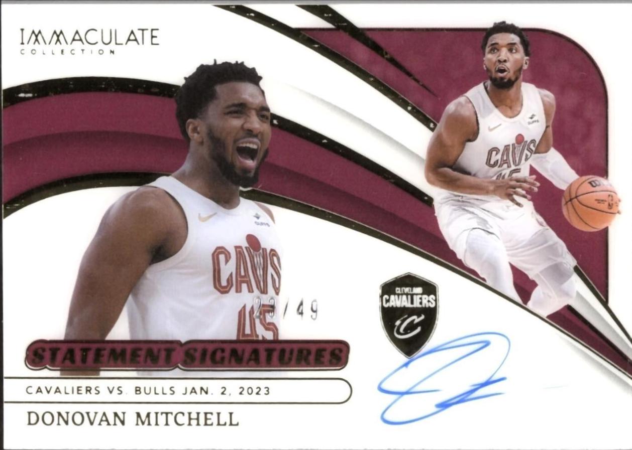 Donovan Mitchell #1 Basketball Cards 2023 Panini Immaculate Statement Signatures