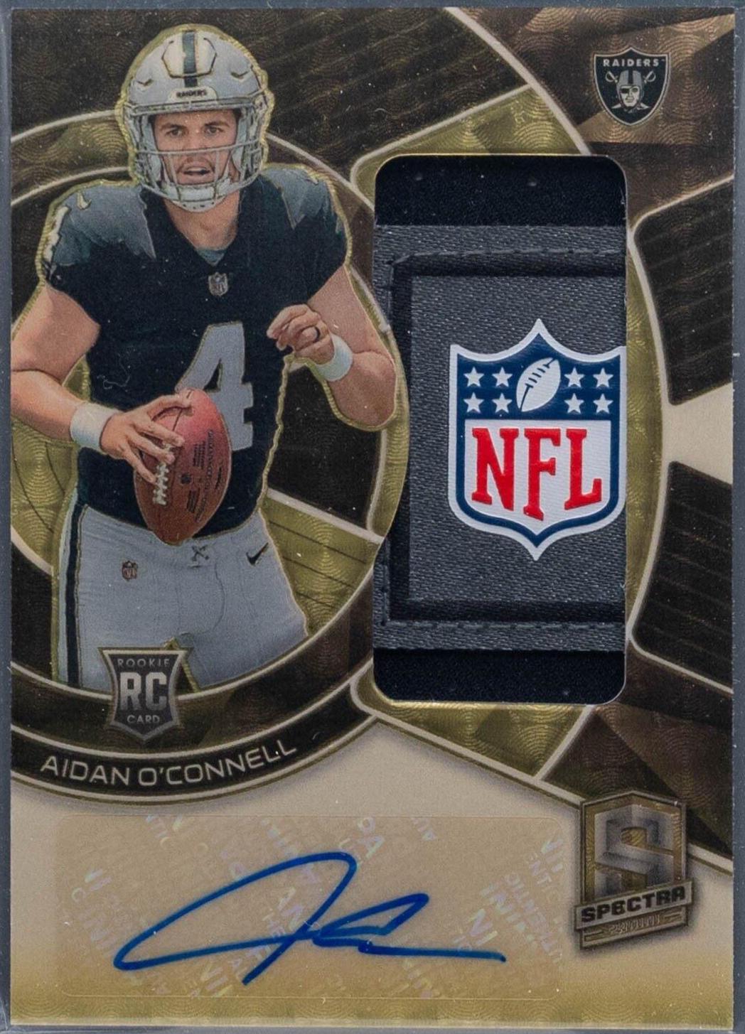 Aidan O'Connell #25 Football Cards 2023 Panini Spectra Rookie Autograph Gold