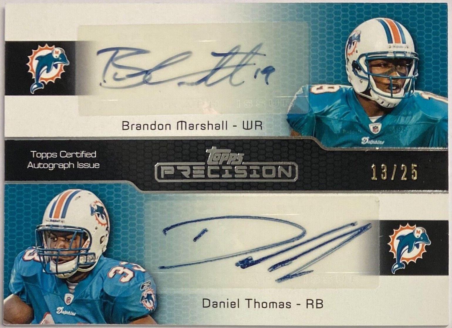 Brandon Marshall/Daniel Thomas #PCDA-MT Football Cards 2011 Topps Precision Autographs Dual