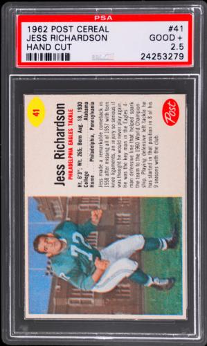 Jess Richardson #41 Football Cards 1962 Post Cereal