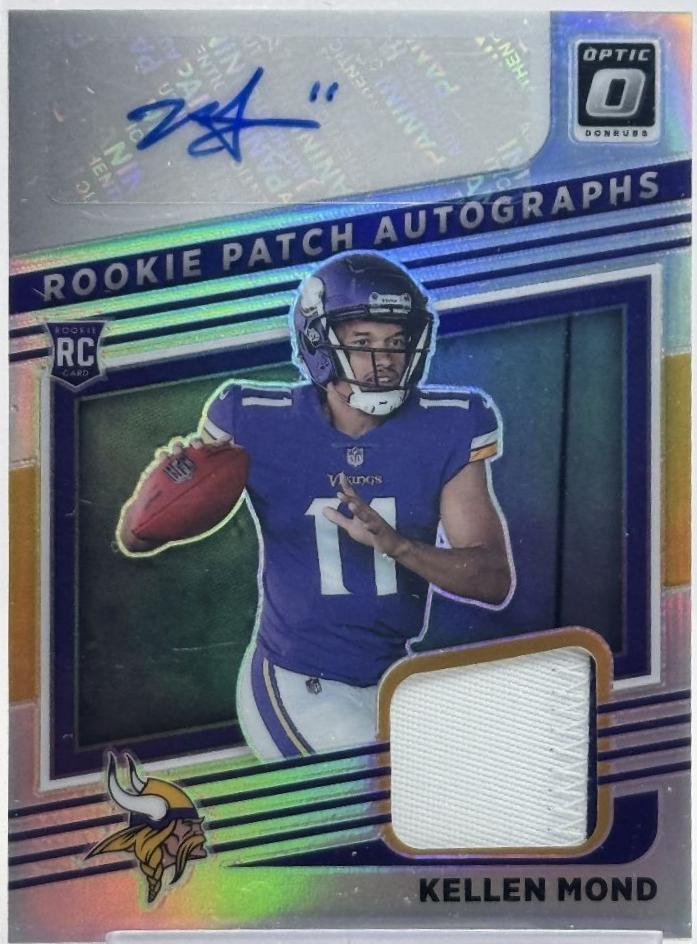 Kellen Mond #RPA-KM Football Cards 2021 Panini Donruss Optic Rookie Patch Autographs