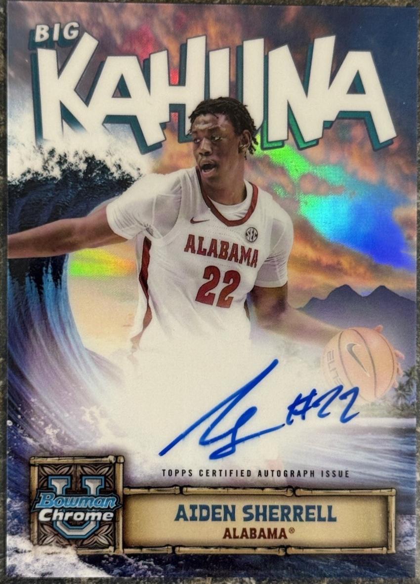Aiden Sherrell #BKA-AS Basketball Cards 2024 Bowman Chrome University The Big Kahuna Autograph
