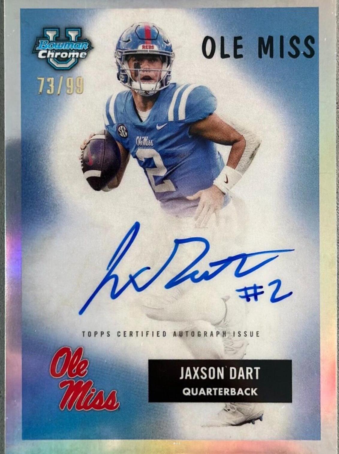 Jaxson Dart #55B-JD Football Cards 2023 Bowman Chrome University 1955 Autographs