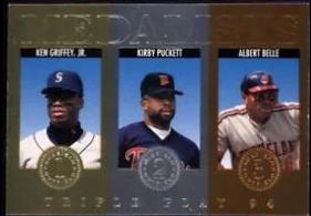Ken Griffey, Kirby Puckett, Albert Belle #11 Baseball Cards 1994 Panini Donruss Triple Play Medalist