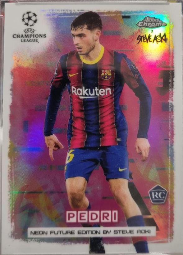 Pedri #NF-P Soccer Cards 2020 Topps Chrome Steve Aoki UEFA Champions League Neon Futures