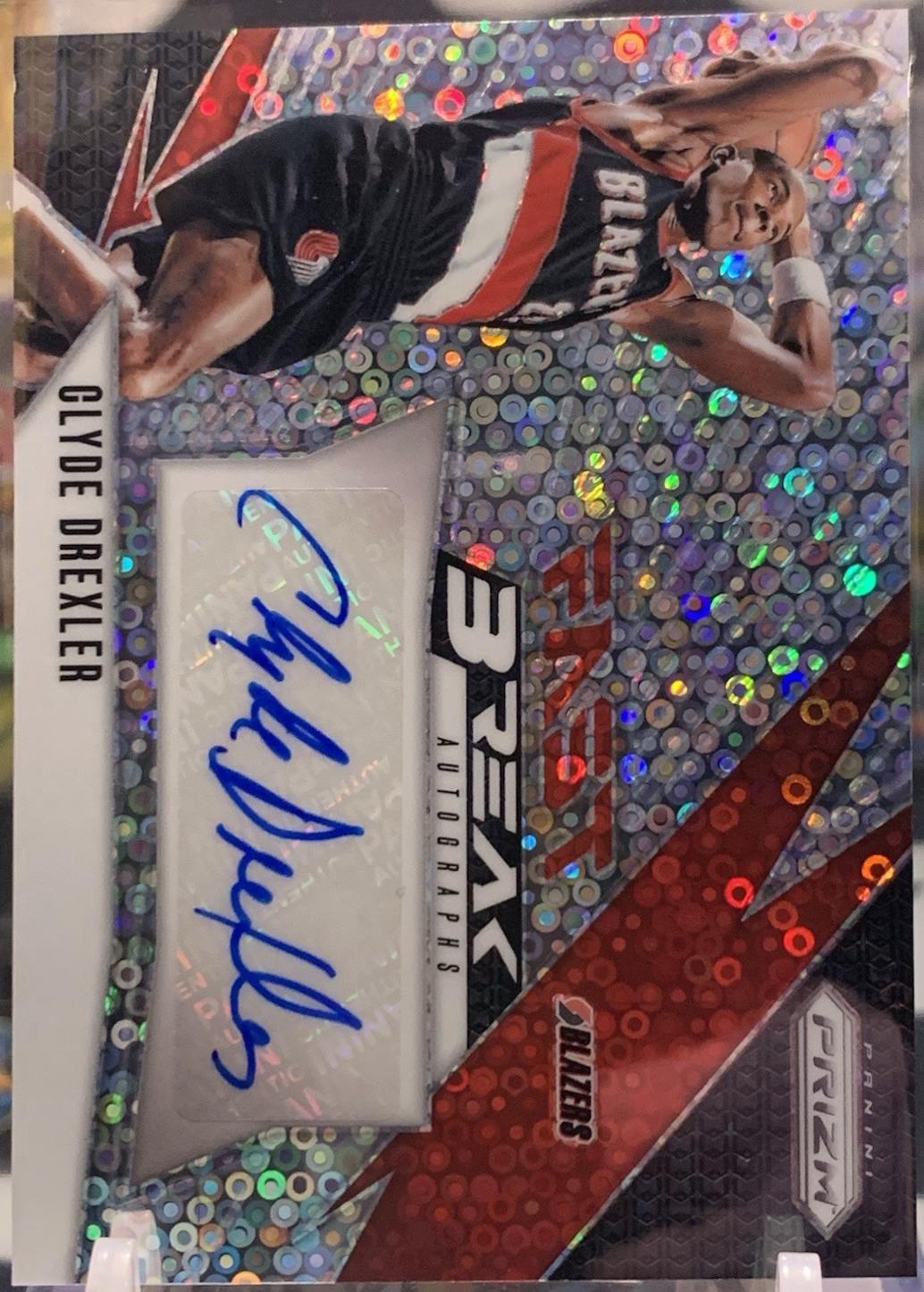 Clyde Drexler #FB-CDB Basketball Cards 2024 Panini Prizm Fast Break Autograph