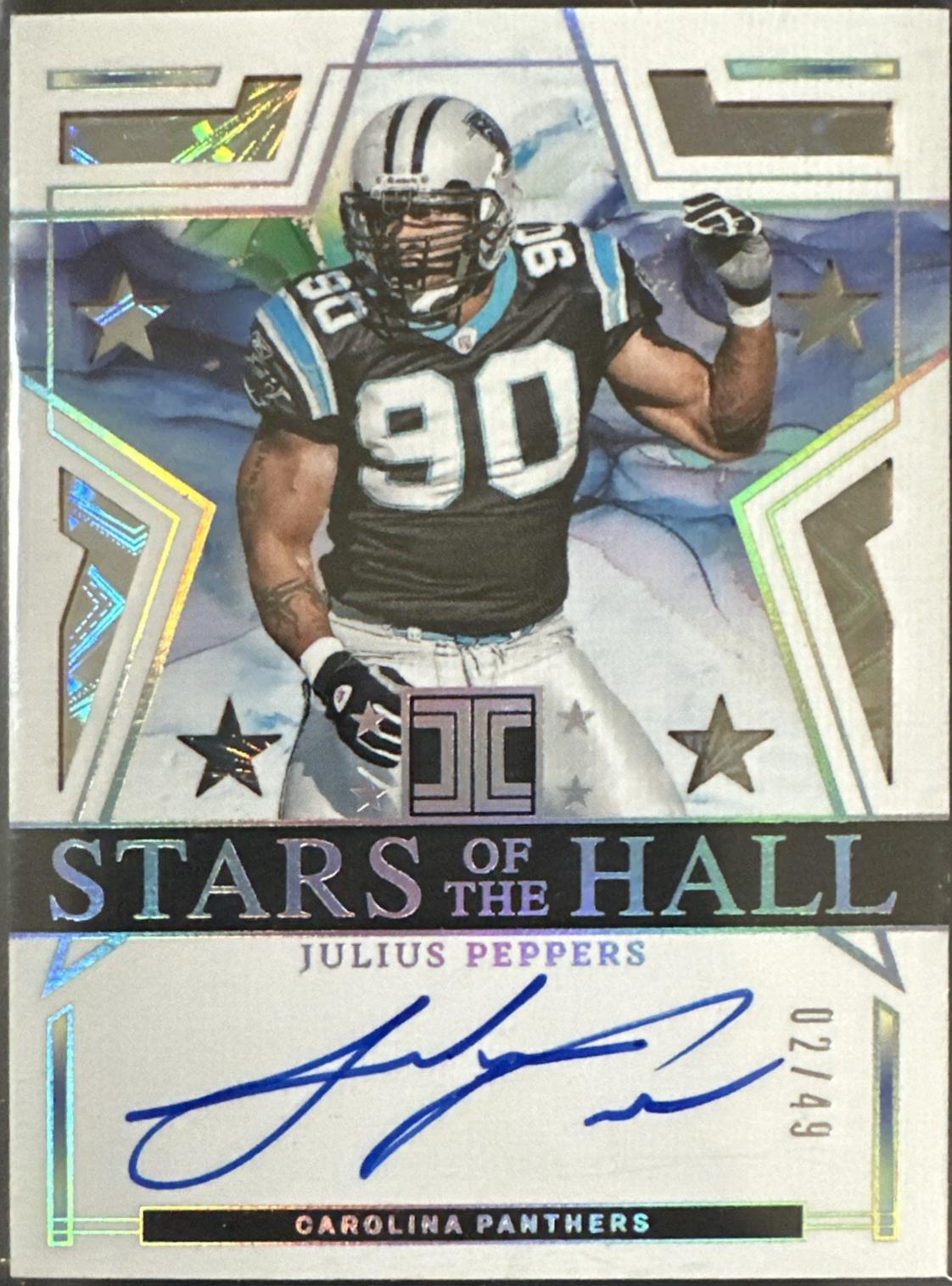 Julius Peppers #2 Football Cards 2024 Panini Impeccable Stars of the Hall Autograph