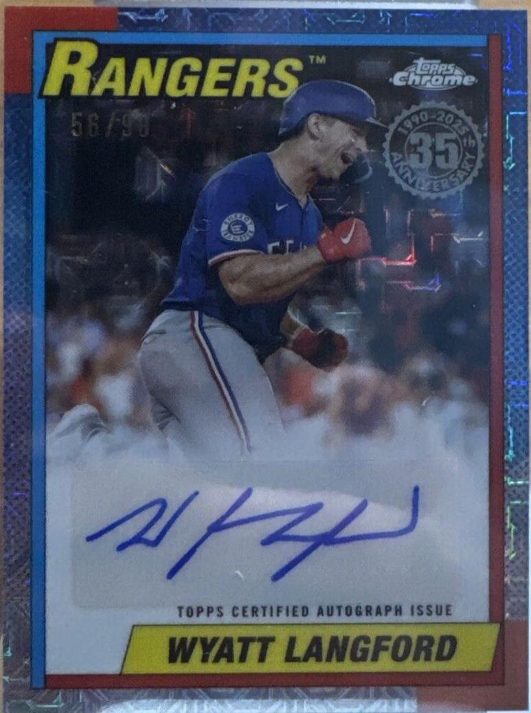 Wyatt Langford #90CA-WL Baseball Cards 2025 Topps 1990 Chrome Autograph