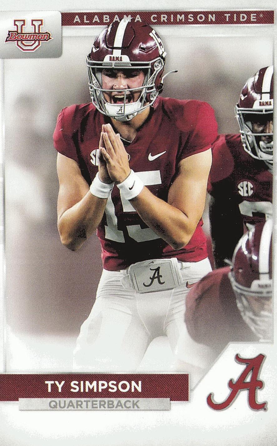 Ty Simpson #4 Football Cards 2023 Bowman University Alabama Crimson Tide