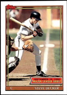 Steve Decker #37 Baseball Cards 1991 Topps '90 M.L. Debut