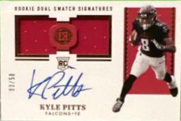 Kyle Pitts #RCA-KP Football Cards 2021 Panini Encased Rookie Dual Swatch Signatures