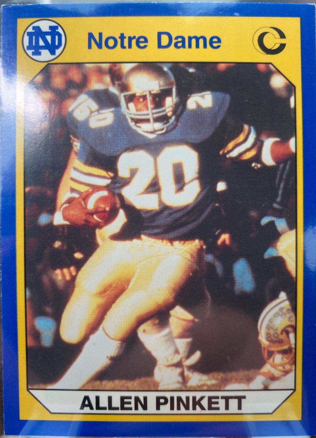 Allen Pinkett #37 Football Cards 1990 Notre Dame Collegiate Collection