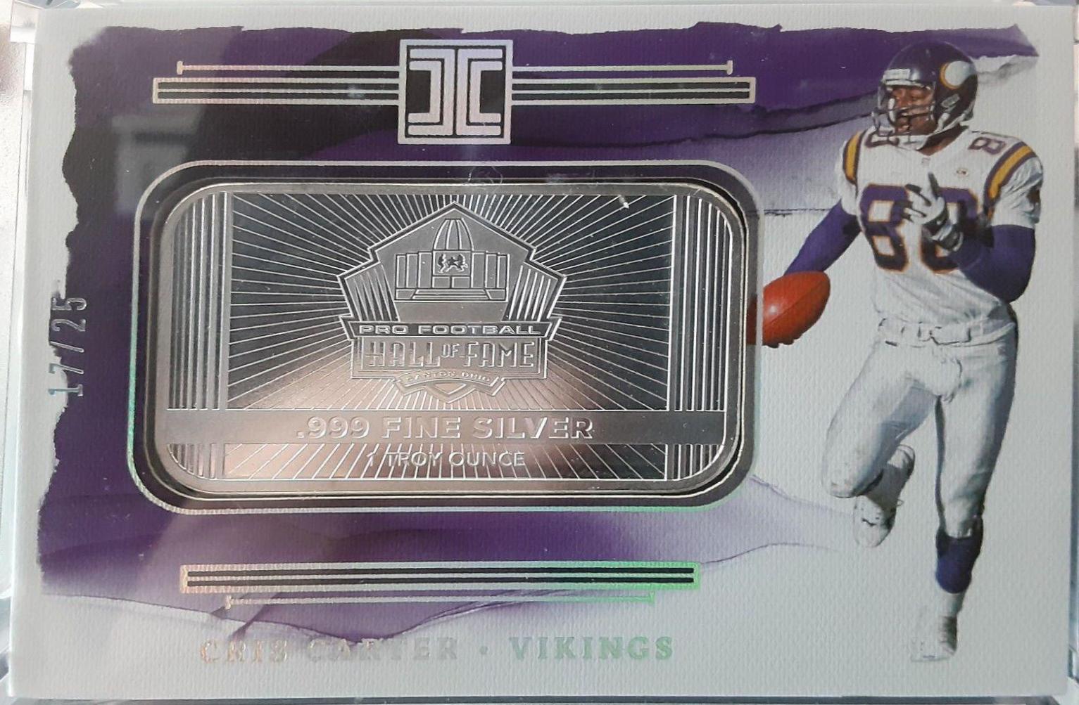 Cris Carter #5 Football Cards 2023 Panini Impeccable Silver Hall of Fame