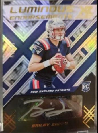 Bailey Zappe #LUM-BZ Football Cards 2022 Panini XR Luminous Endorsements