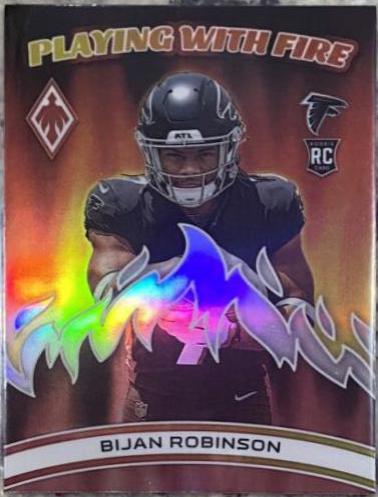 Bijan Robinson #PWF-3 Football Cards 2023 Panini Phoenix Playing with Fire