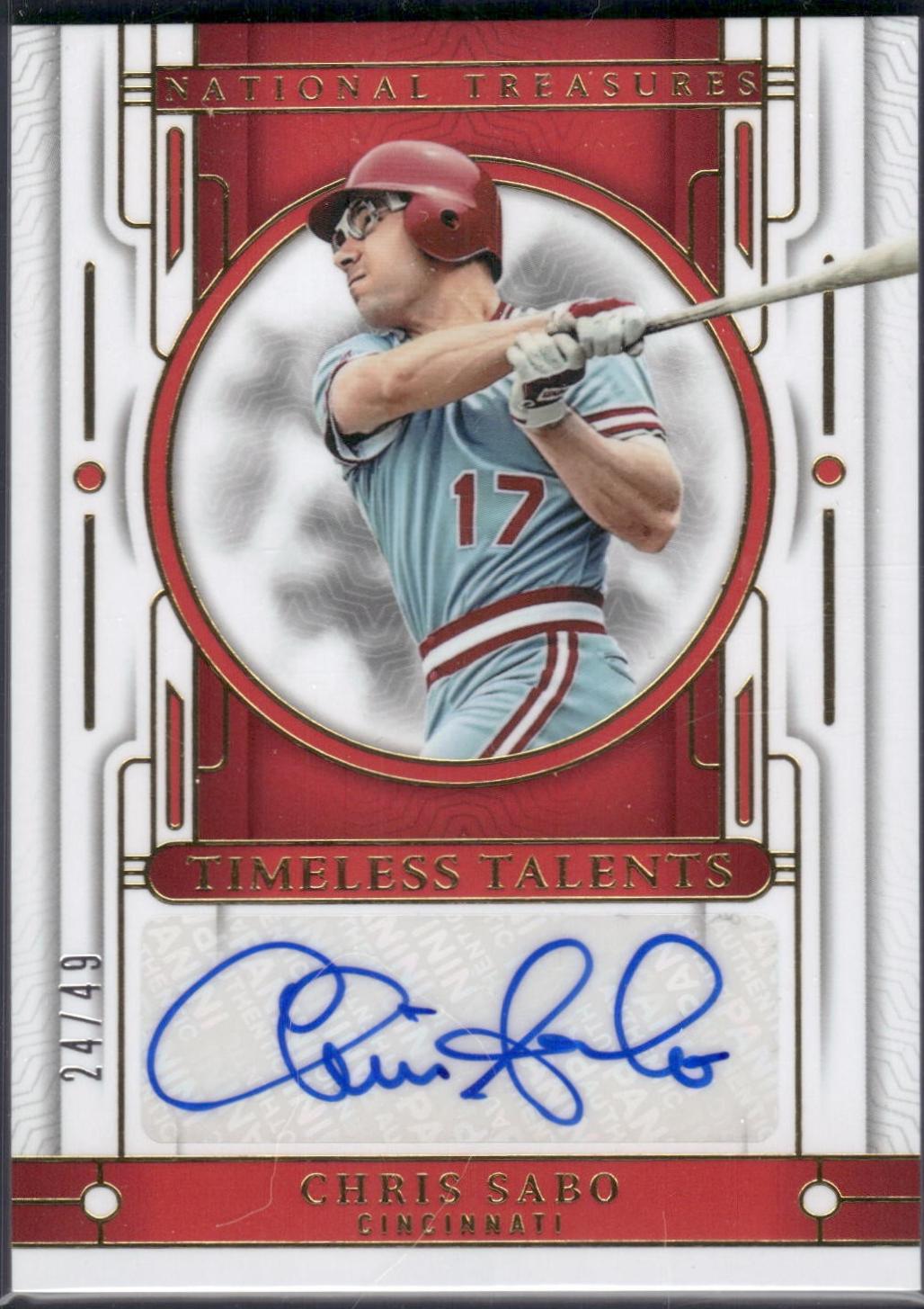 Chris Sabo #3 Baseball Cards 2024 Panini National Treasures Timeless Talents Signature