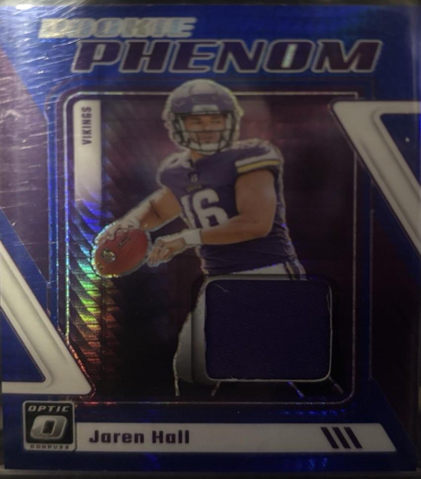 Jaren Hall #17 2023 Panini Donruss Optic Rookie Phenoms Blue Hyper Football
