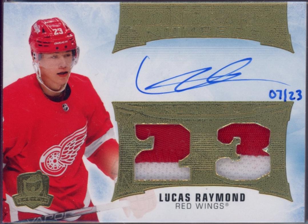 Lucas Raymond #HR-LR Hockey Cards 2021 Upper Deck The Cup Honorable Numbers Auto Patch