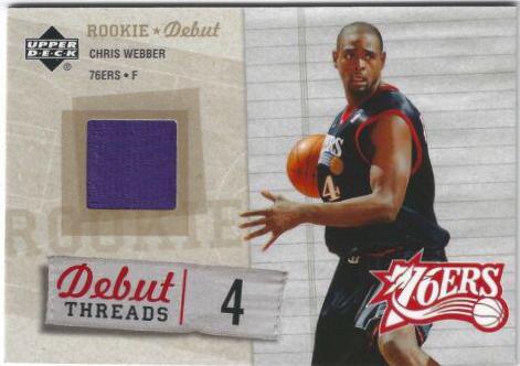 Chris Webber #DT-CW Basketball Cards 2005 Upper Deck Rookie Debut Threads