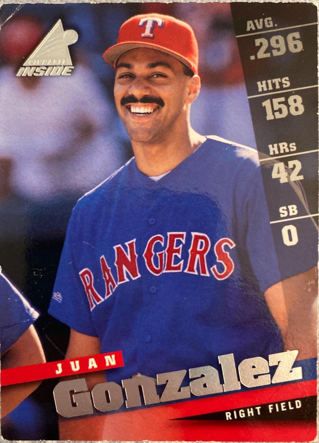 Juan Gonzalez #41 Baseball Cards 1998 Pinnacle Inside
