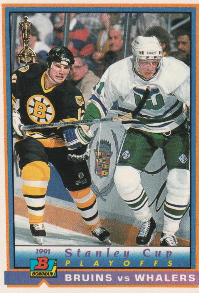Bruins vs Whalers #410 1991-92 Bowman Hockey