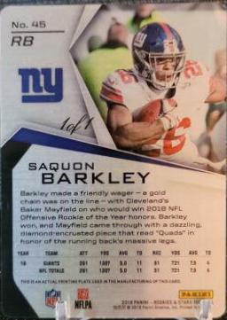 Saquon Barkley #45 2019 Panini Rookies & Stars Football