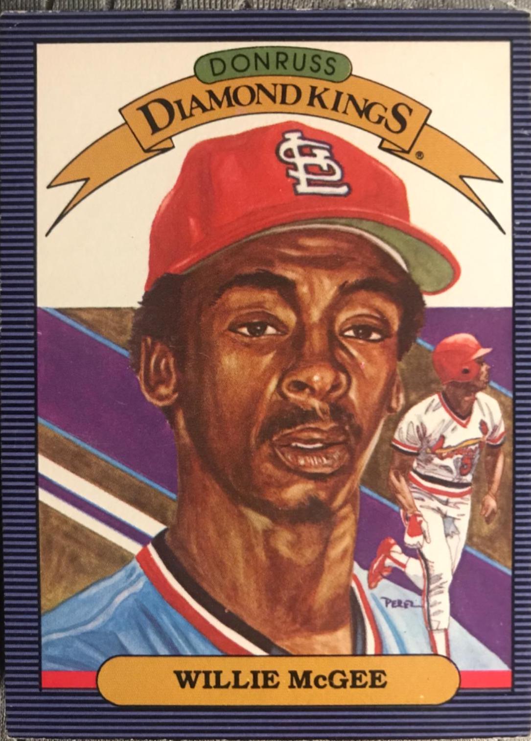 Willie McGee #3 Baseball Cards 1986 Panini Donruss Diamond Kings Supers