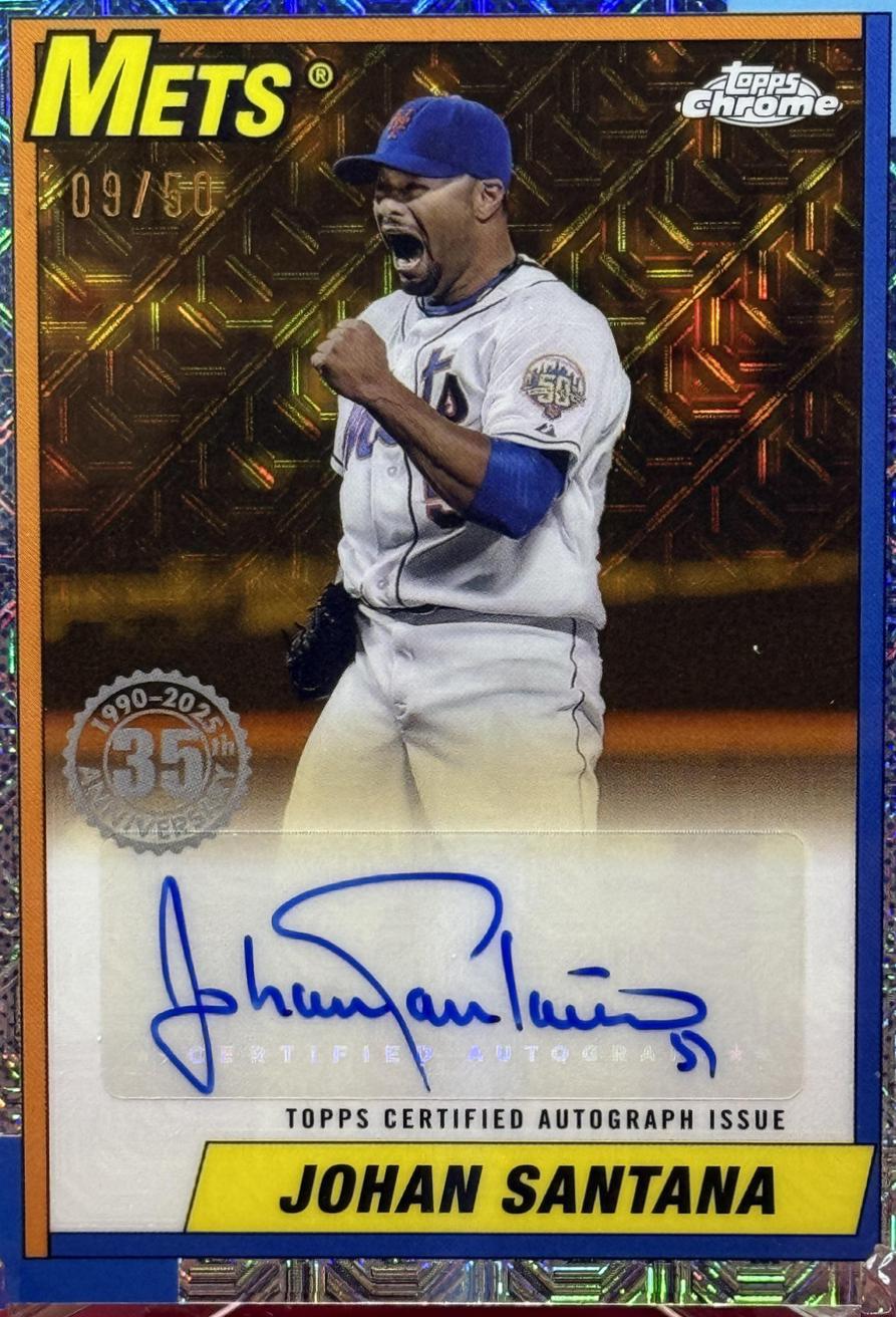 Johan Santana #90CA-JS 2025 Topps 1990 Chrome Autograph Baseball